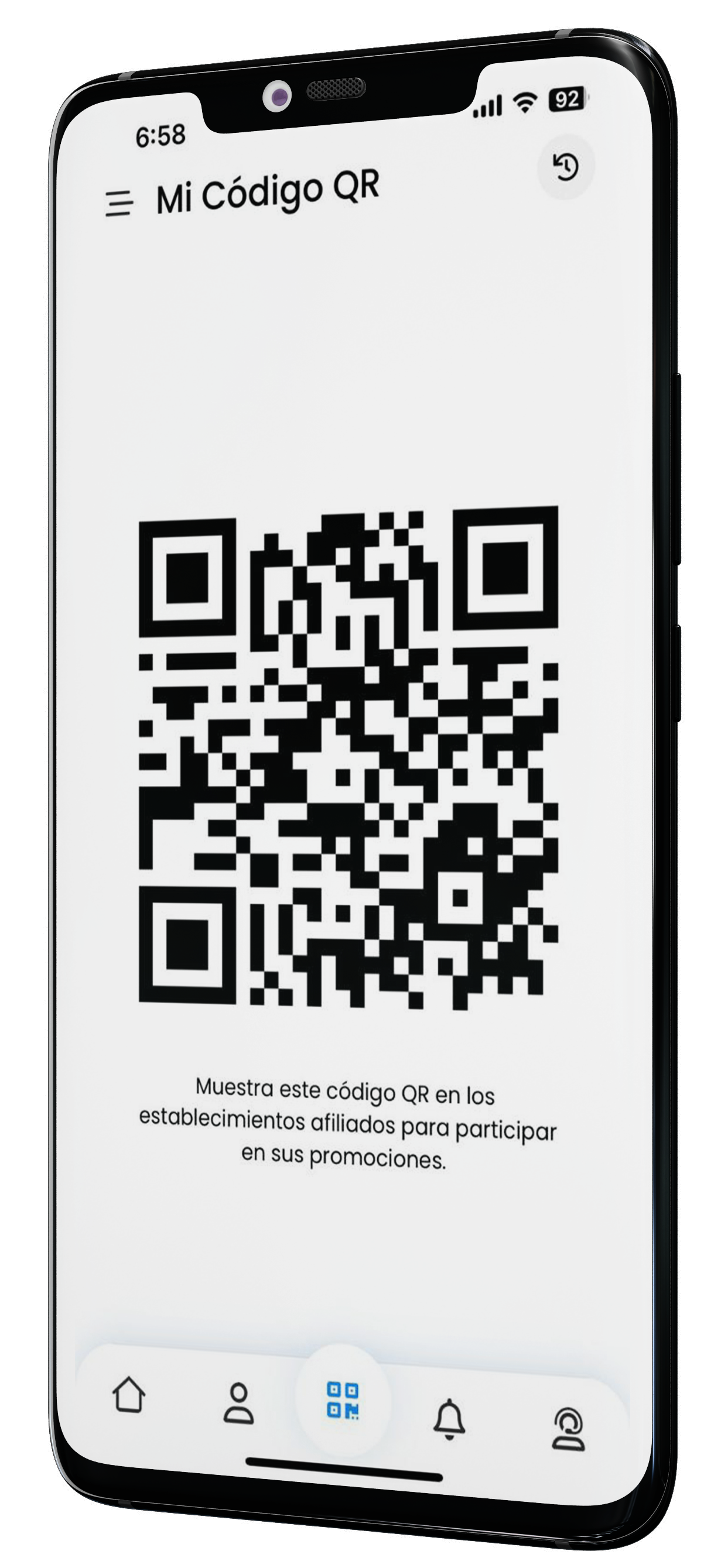 Pantalla de código QR de la app Swirvle